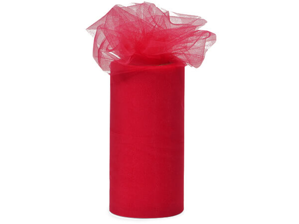 Red Premium Tulle Ribbon, 6"x25 yards