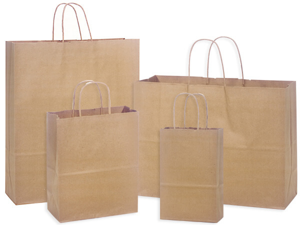 50x Large Brown Paper Carrier Bags Size 10x5.5x12.5" Takeaway Fast Food Retail