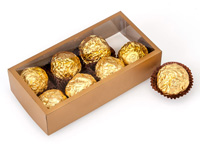 Clear Square Truffle Box with Gold Bottom Insert, 5x5x7, 12 Pack