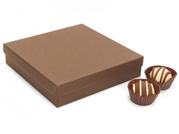 Chocolate Kraft Truffle Box, 5-5/8x5-5/8x1-5/16", 24 Pack