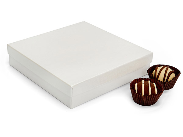 White Pearl Truffle Box, 5-5/8x5-5/8x1-5/16", 24 Pack