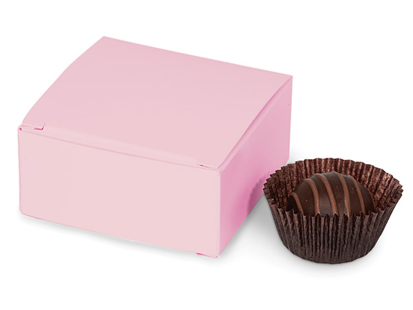 Pink Candy Truffle Boxes, 2-5/8x2-3/4x1-1/4", Holds 4