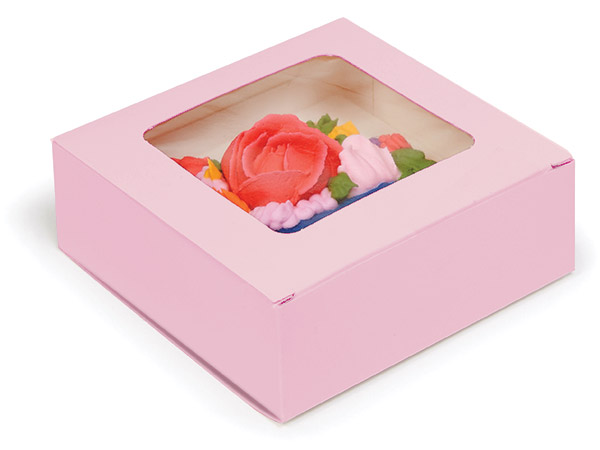 Pink Window Candy Truffle Boxes, 4-1/2X4-1/2X1-1/2", Holds 9