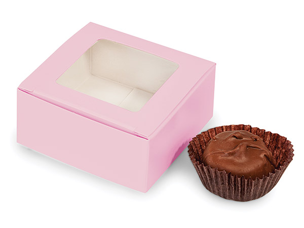 Pink Window Candy Truffle Boxes, 2-5/8x2-3/4x1-1/4", Holds 4