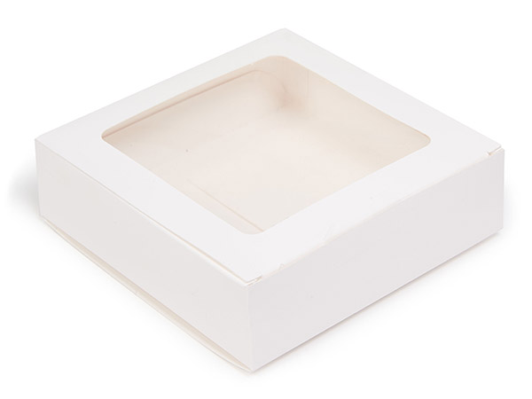 White Window Candy Truffle Boxes, 5-1/2x5-1/2x1-1/2", Holds 9-12