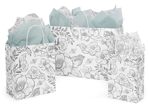 Timeless Floral Gray Gift Bags