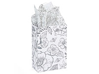 Timeless Floral Black Gift Bag, Vogue 16x6x12, 250 Pack