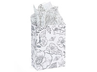 Timeless Floral Gray Gift Bag, Rose 5..25x3.50x8.25, 250 Pack