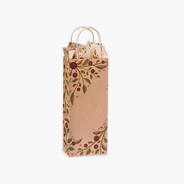 Tuscan Harvest Recycled Kraft Paper Bags, Wine 5.5x3.25x13", 100 Pack
