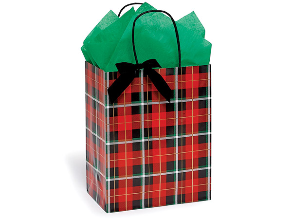 Tartan Plaid Paper Gift Bags, Cub 8x4.75x10", 250 Pack