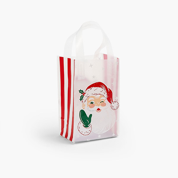 Twinkling Santa Plastic Gift Bags, Rose, 5.25 x 3.25 x 8.5", 200 Pack
