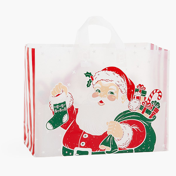 Twinkling Santa Plastic Gift Bags, Vogue 16 x 5 x 12", 100 Pack
