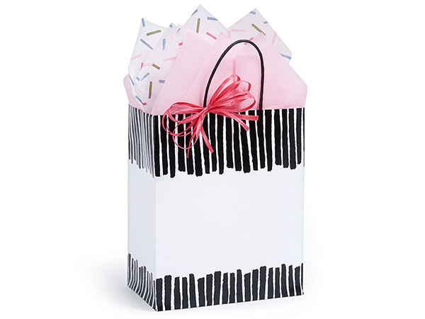 *Tuxedo Fringe Paper Gift Bags, Cub 8x4.75x10", 250 Pack