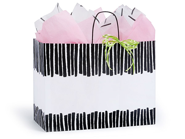 *Tuxedo Fringe Paper Gift Bags, Vogue 16x6x12", 250 Pack