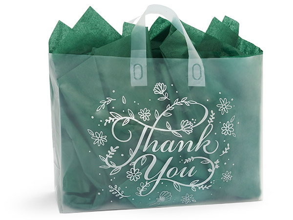 Thank You Plastic Gift Bags Vogue 16x5x12", 100 Pack