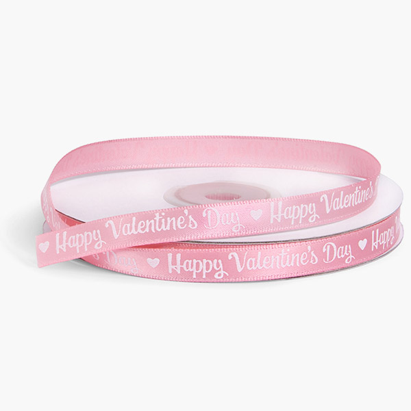 Happy Valentine's Day Script Pink Ribbon, 3/8"x25 yards