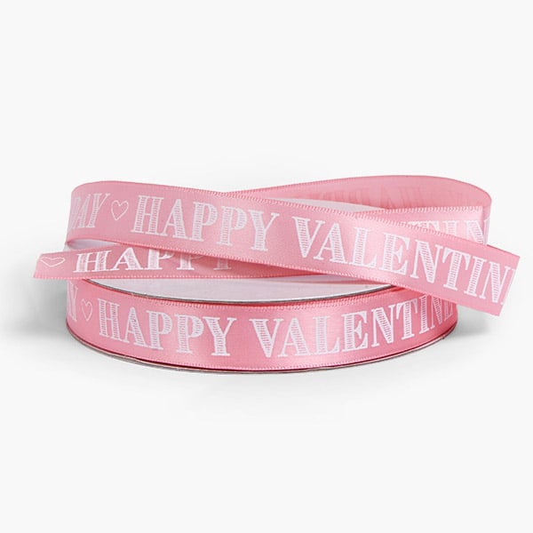 Happy Valentine's Day Pink Ribbon, 5/8"x25 yards