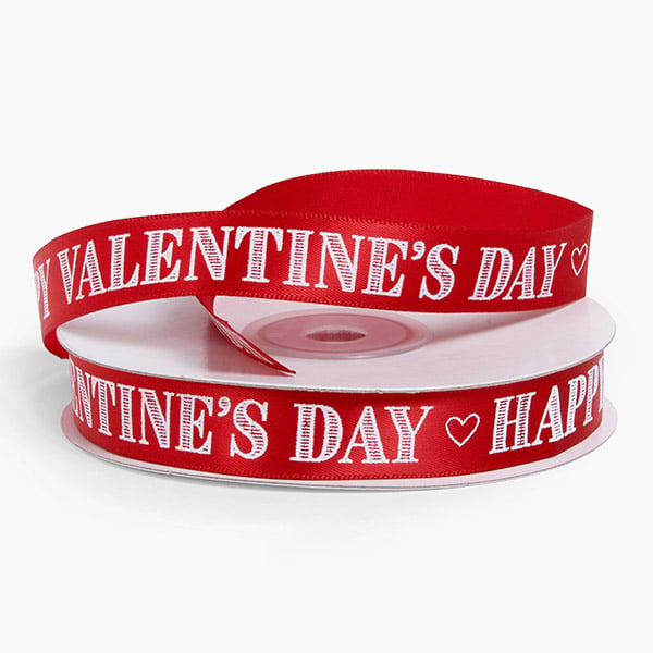Happy Valentine's Day  Red Ribbon, 5/8"x25 yards