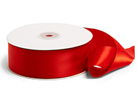 Red Ribbon, Double Faced Satin Ribbon, Widths Available: 1 1/2, 1, 6/8,  5/8, 3/8, 1/4, 1/8 