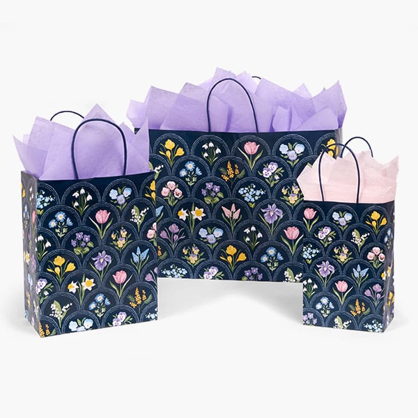 Vintage Floral Paper Gift Bag, Assortment, 125 Pack