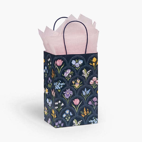 Vintage Floral Paper Gift Bag, Rose 5.25x3.5x8.25", 250 Pack