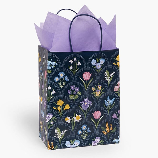 Vintage Floral Paper Gift Bag, Cub 8x4.75x10", 100 Pack