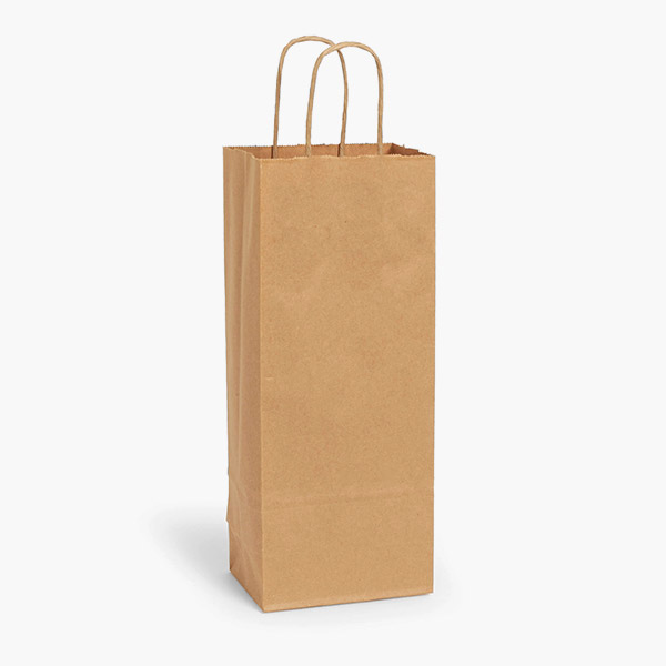 Natural Brown Kraft Shopping Bags, Wine 5.5x3.25x13", 100 Pack