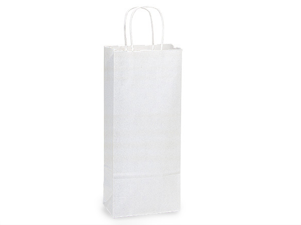 White Kraft Paper Shopping Bags, Wine 5.5x3.25x13", 250 Pack