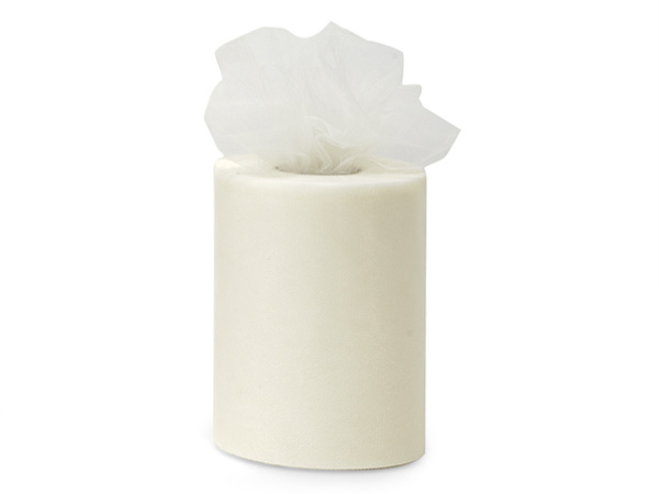 Ivory Cream Value Tulle Ribbon, 6"x100 yards