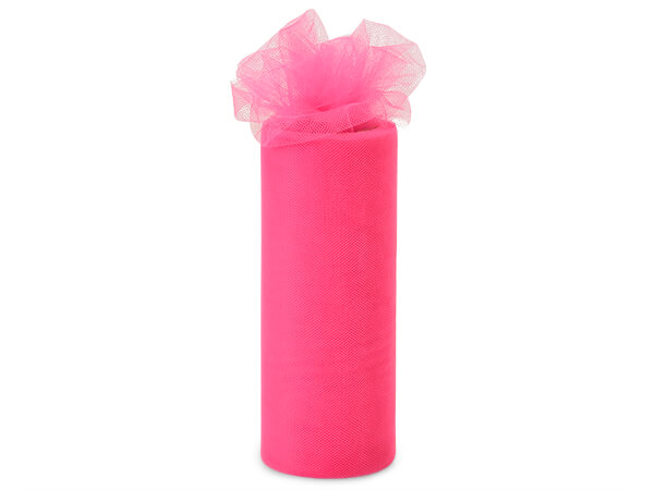 Neon Pink Tulle Ribbon, 6"x25 yards
