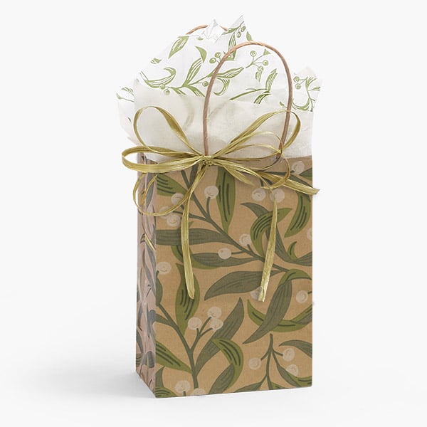 White Berries Kraft Paper Gift Bag, Rose 5.25x3.5x8.25", 250 Pack