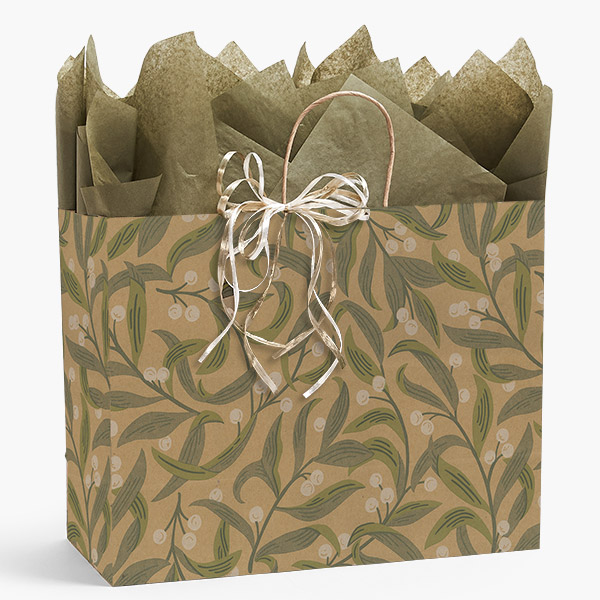 White Berries Kraft Paper Gift Bag, Vogue 16x6x12", 100 Pack