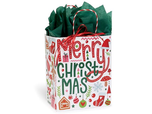 Whimsical Christmas Paper Gift Bag, Cub 8x4.75x10", 250 Pack