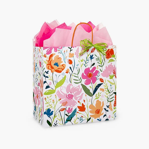 Wildflower Fields Paper Gift Bags, Filly 13x7x13", 100 Pack