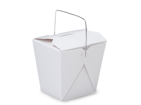 16 oz White Take Out Box, Wire handle, 3.5x2-7/8x3.5",100 pack