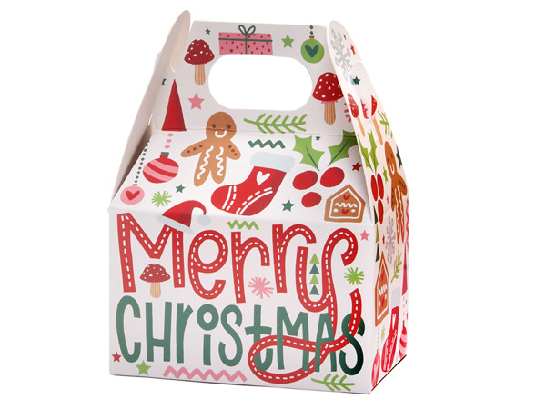 Whimsical Christmas Mini Gable Box, 4x2.5x2.5", 6 Pack