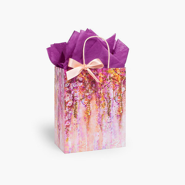 Wisteria Wishes Paper Gift Bags, Cub 8x4.75x10", 100 Pack