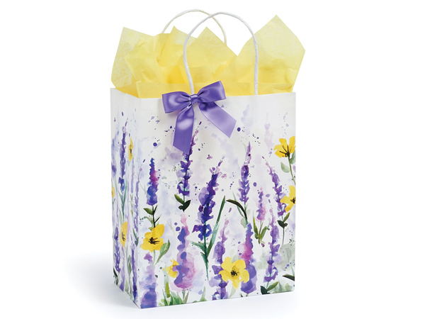 Watercolor Lavender Gift Bags, Cub 8x4.75x10", 250 Pack