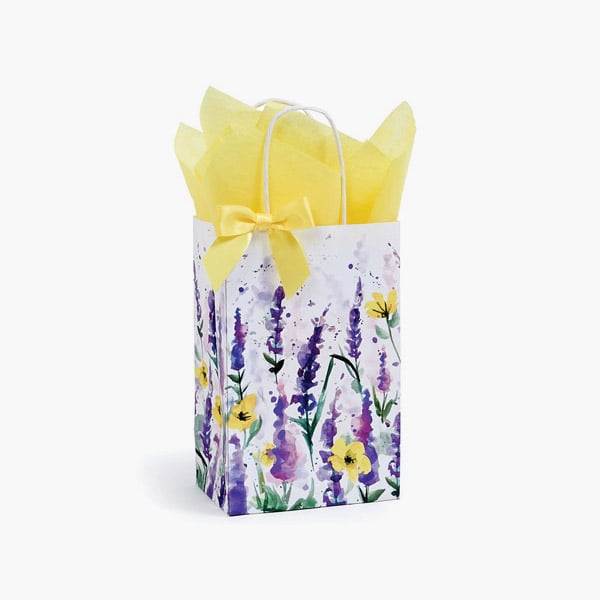 Watercolor Lavender Gift Bags, Rose 5.25x3.50x8.25", 100 Pack