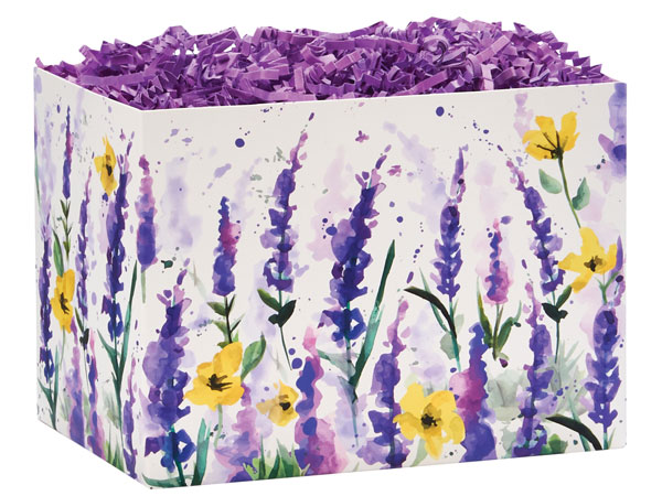 Watercolor Lavender Basket Box, Large 10.25x6x7.5", 6 Pack