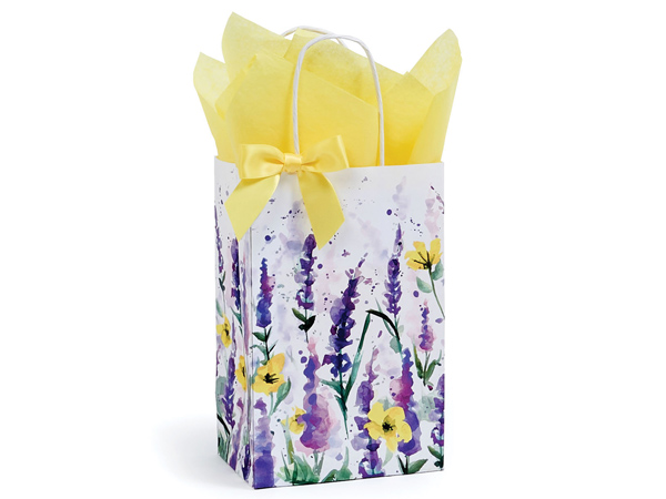 Watercolor Lavender Shopping Bags, Rose 5.25x3.50x8.25", 25 Pack