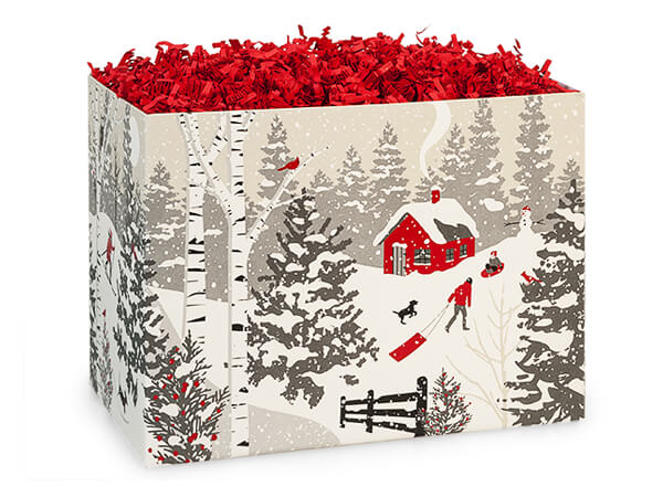 *Winter Snowday Basket Box, Small 6.75x4x5", 6 Pack