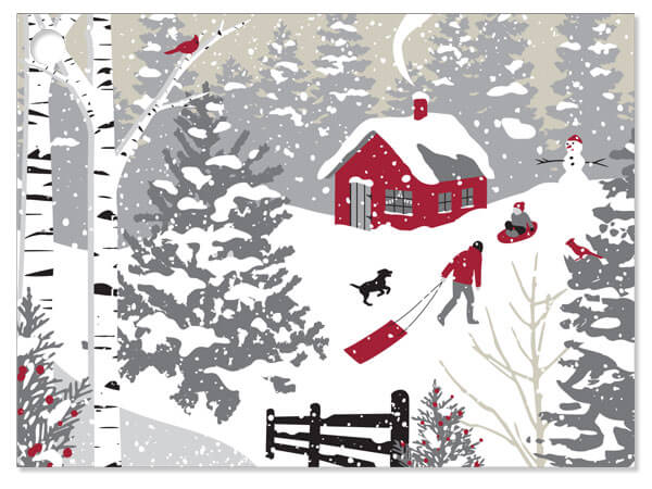 Winter Snowday Theme Gift Card, 3.75x2.75", 6 Pack