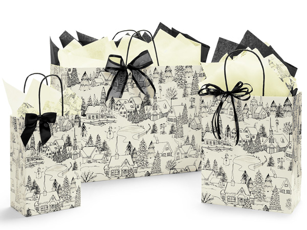 Winter Toile Paper Gift Bags