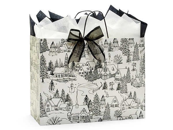 Winter Toile Paper Gift Bag, Vogue 16x6.25x12.25", 100 Pack