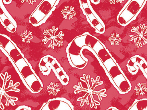 Flakes & Candy Canes Wrapping Paper 24"x417', Half Ream Roll