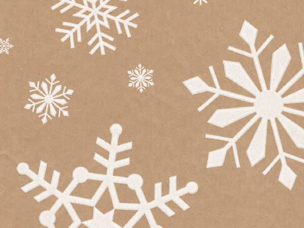 Christmas Tissue Paper Kraft Brown & White Snowflakes Christmas