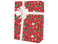 Pink Holly Wrapping Paper 18x417', Half Ream Roll