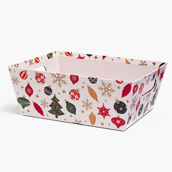 Christmas Vintage Ornaments, XLarge Wide Base Market Tray, 3 Pack