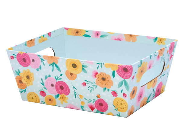Floral Mint, X-Large Wide Base Market Tray, 3 Pack